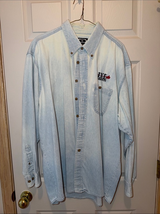 Three Rivers Other - Vintage Light Blue Denim Button-Down Shirt with Embroidered Logo